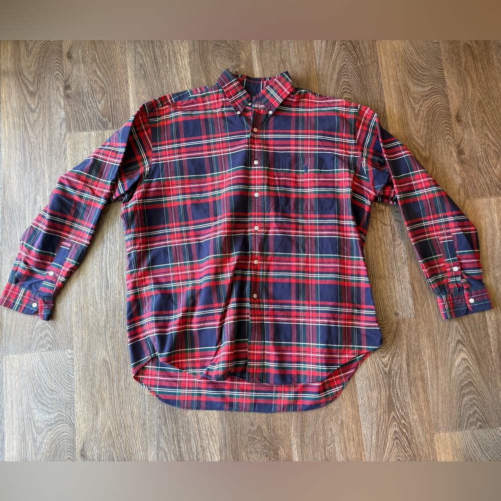 Men’s Long Sleeve Ralph Lauren Red & Blue Button Down Shirt